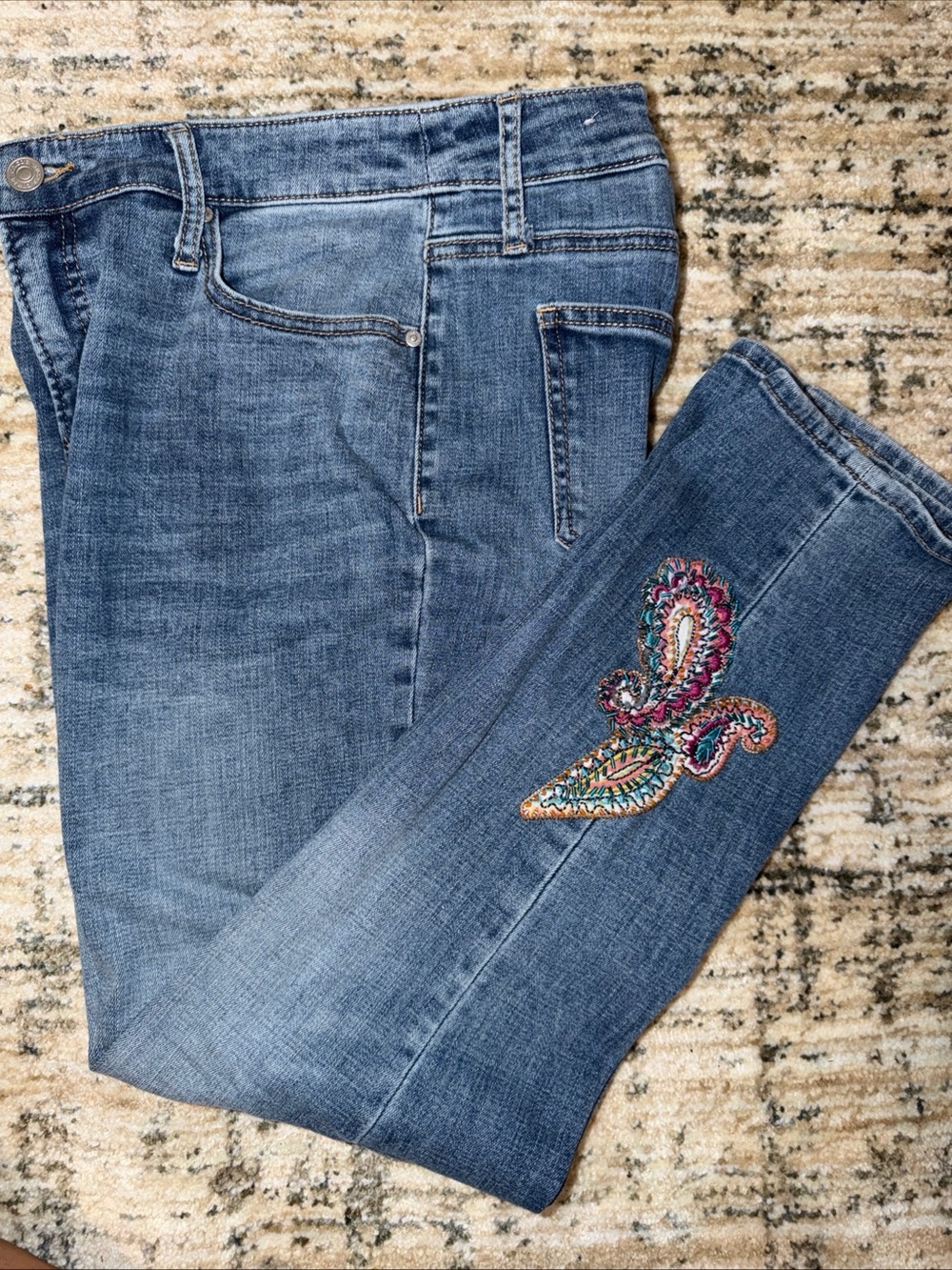 So slimming Girlfriend slim Leg ankle Jeans with Embroidered 0R